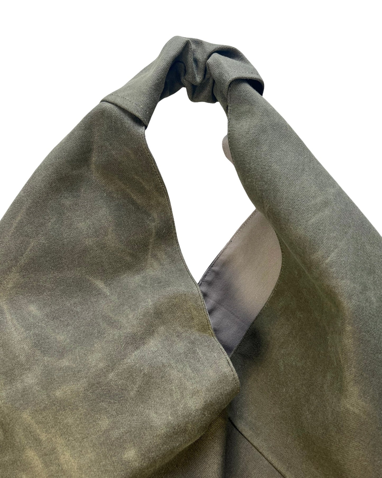 Waxed canvas origami midi bag texture and material detail